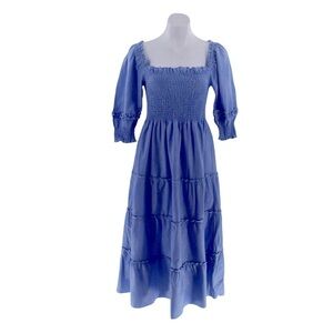 Hill House the Nesli Nap Dress in Light Blue Glitter Check
